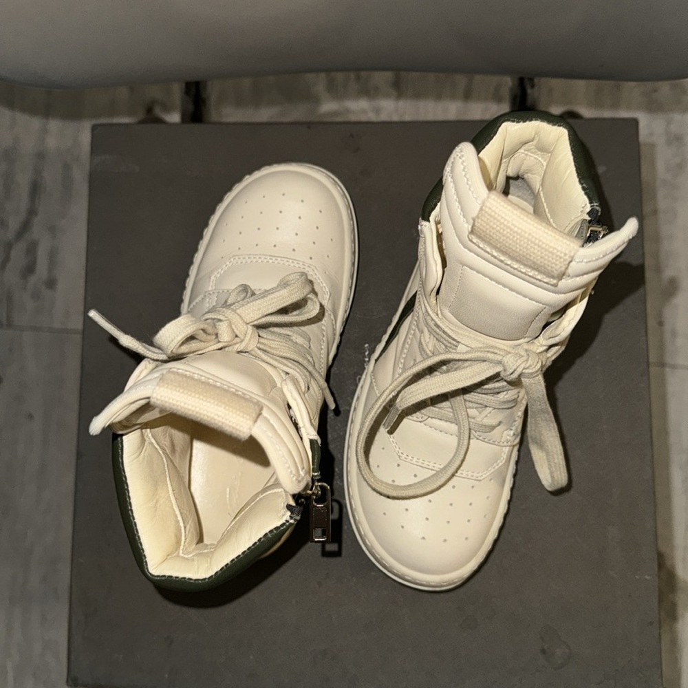 Rick Owens Kids Sneakers in Cream and Green - Picture 5 of 5